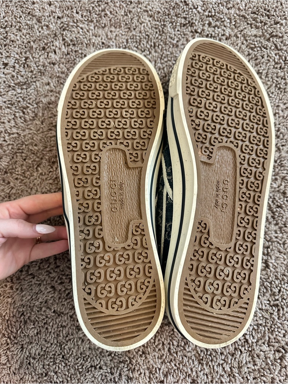 Authentic Gucci Men’s GG Denim Slip-On Sneakers Blue Monogram Canvas Shoes - Picture 8 of 9